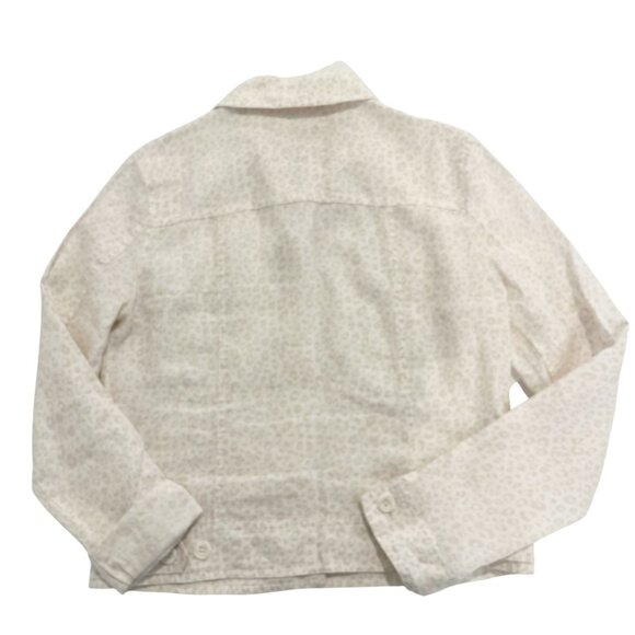 Tommy Bahama Two Palms Linen Jacket White Tan Leopard Animal Women's Size XS - Picture 2 of 6